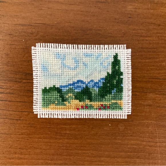 Vincent Van Gogh’s “Wheat Field with Cypresses” in Mini Cross Stitch Art - Picture 2 of 4